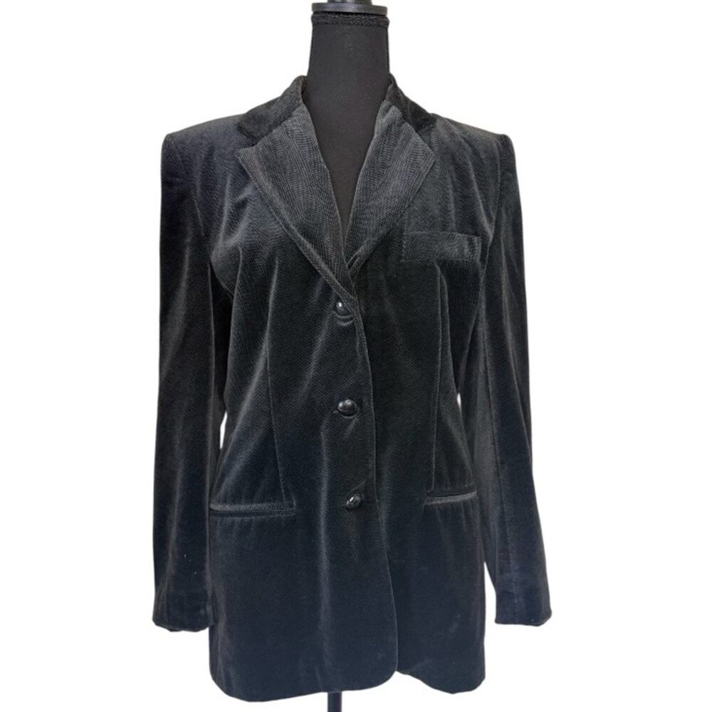 Vintage Victoria Creager Black Gray Velvet Women's Blazer size 8
